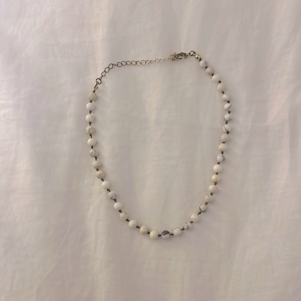 White Marble Bead Necklace